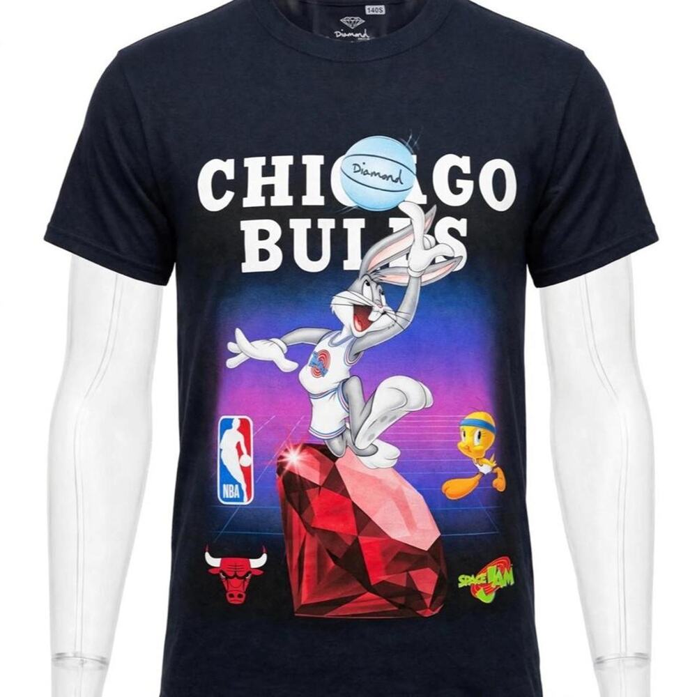 Diamond Supply Co x Space Jam Chicago Bulls T Shirt Mens S Bugs Bunny NBA